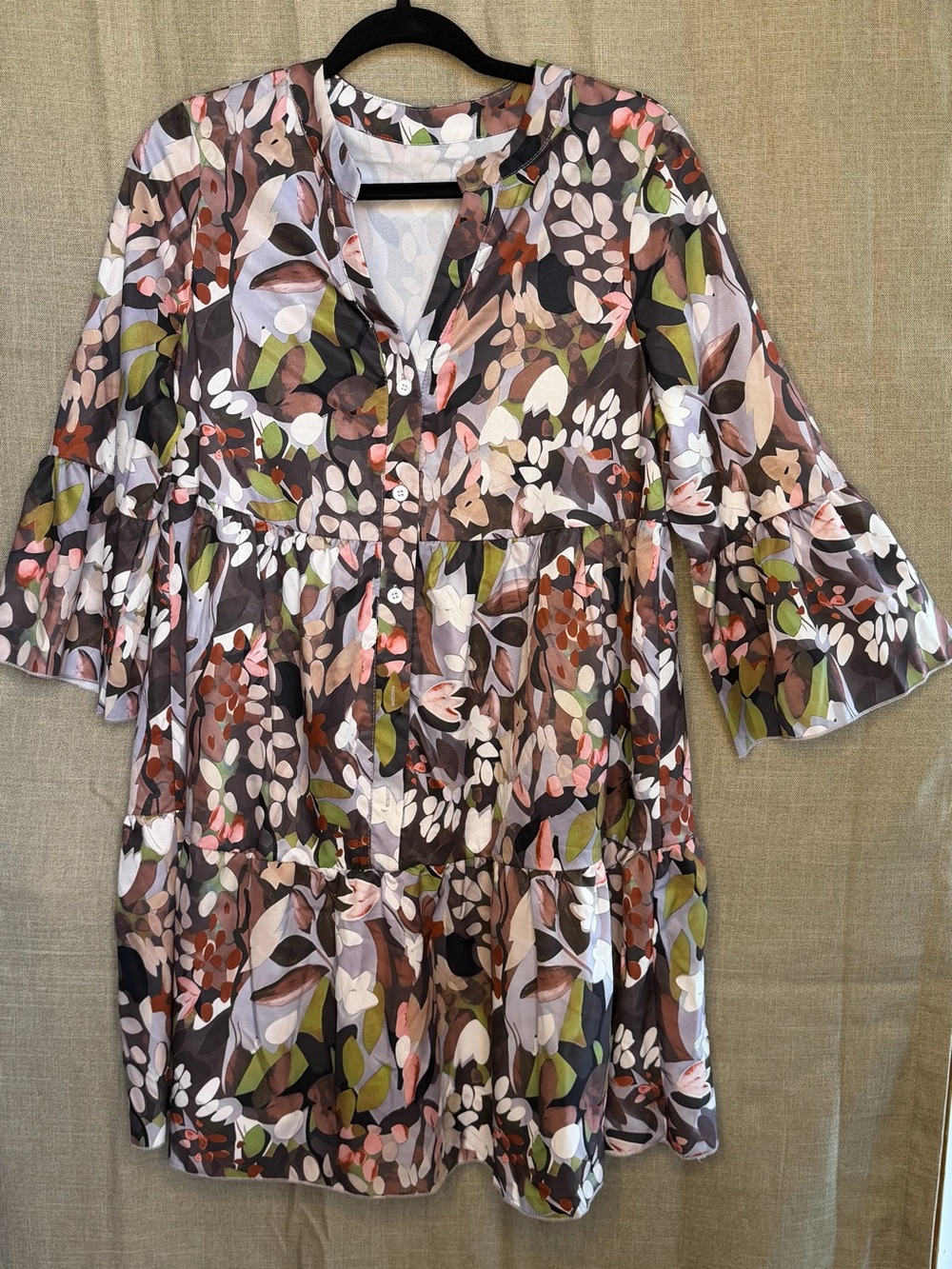 SHEIN Floral Tiered Bell Sleeve Dress